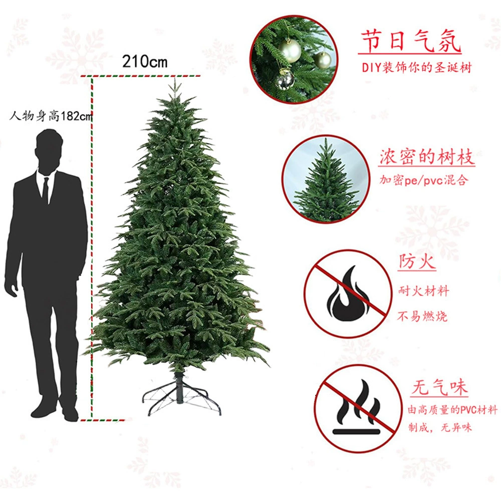 Artificial Christmas tree, 120–240 cm, dense branches, optional pre‑lit bulbs/garlands