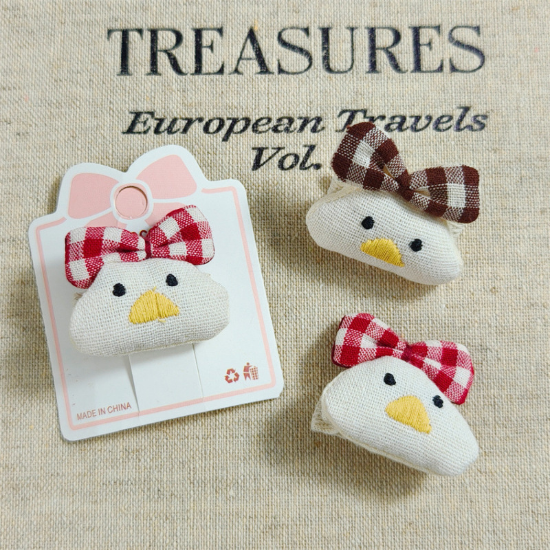 Sweet Fabric Plaid Bow Cute Duck Hair Accessory Hair Clip New Style Edge Clip Bangs Side Clip Hairpin Sweet Fabric Plaid Bow Cute Duck Hair Accessory Hair Clip New Style Edge Clip Bangs Side Clip Hairpin