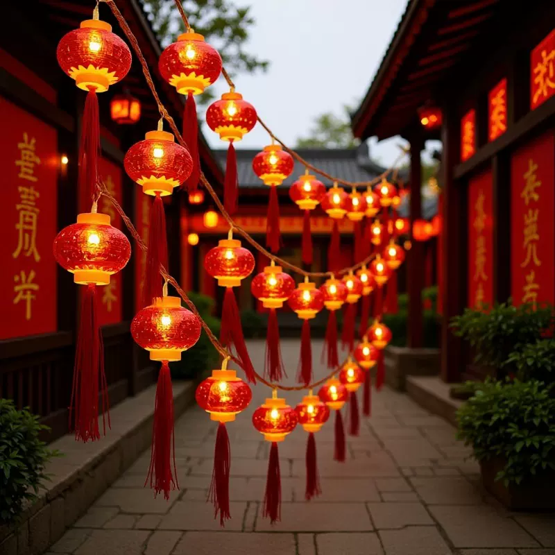 LED太阳能红灯笼龙年防水中国结彩灯节日水晶灯笼挂件装饰灯配件