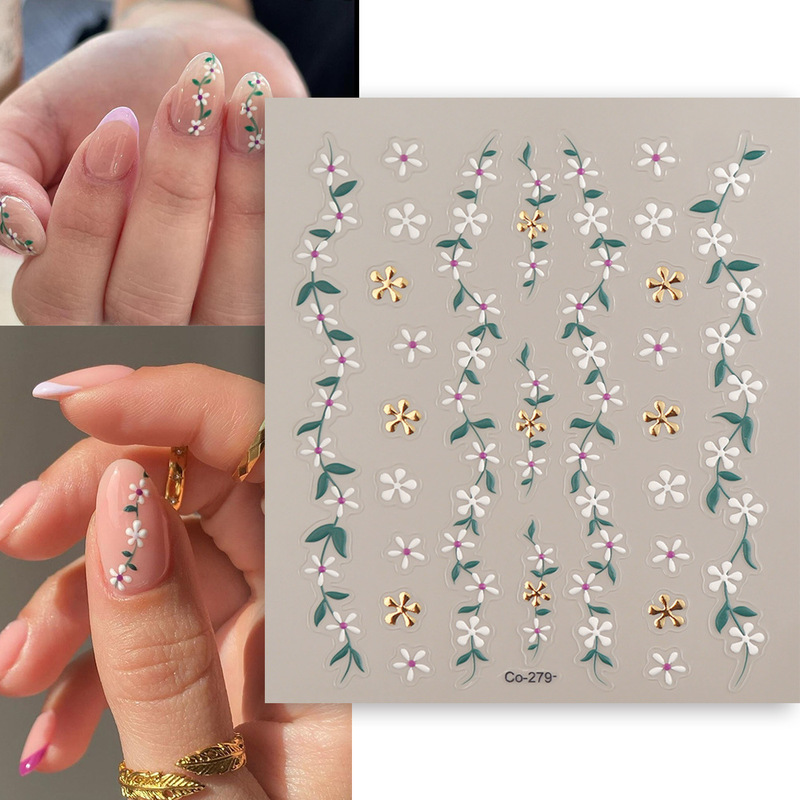 Net red nail art bronzing flower vine nail decoration self-paste hand account goo card jewelry paste professional factory
