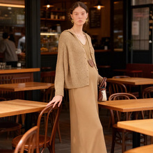 加工定制孕妇套装2025韩版新款秋冬针织开衫背心裙遮肚显瘦两件套