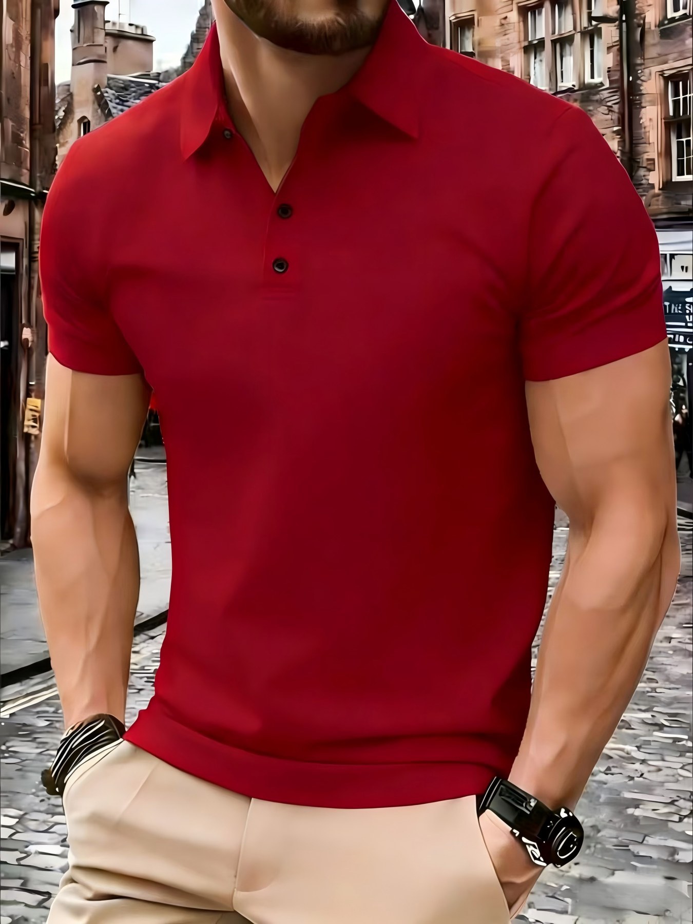 Fábrica de origen personalizada Europa y América polo transfronterizo verano sólido Amazon hombre muscular americano