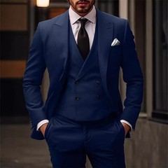 2025新款欧美加肥外贸大码西装三件套新郎伴郎主持人宴会礼服西装