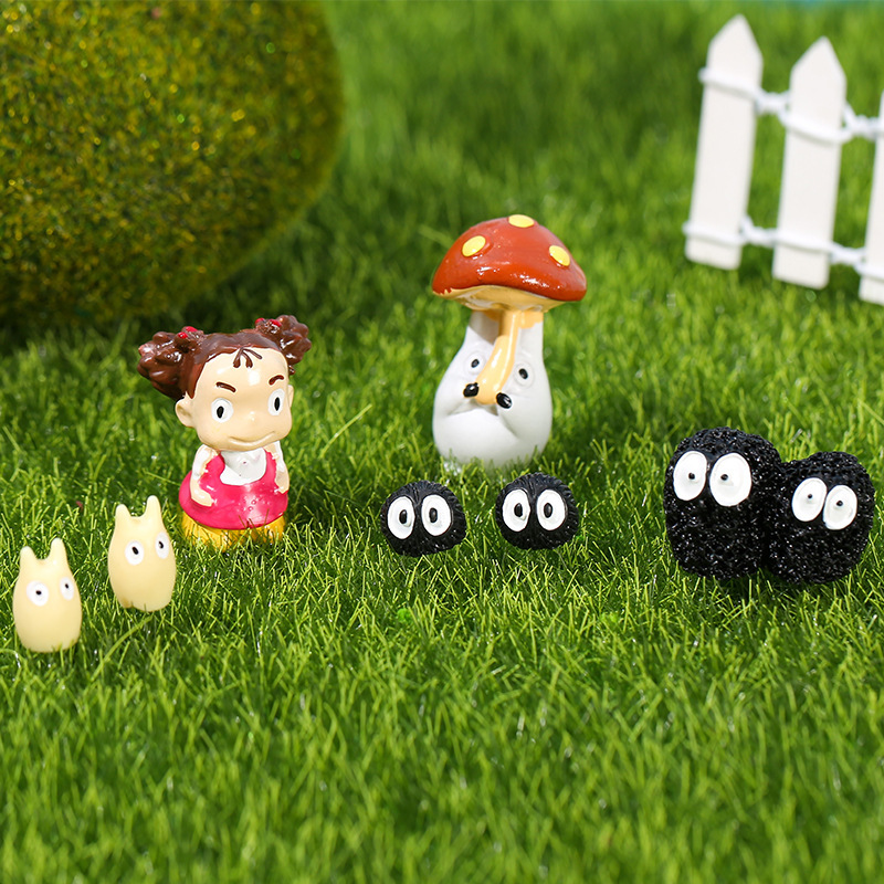 Micro landscape ornaments black charcoal small black bristle dust elf cartoon animal ornaments resin small ornaments