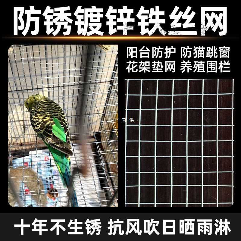 9YW铁丝网围栏阳台防护网热镀锌网片鸟笼鸽笼网格钢丝护栏网防鼠
