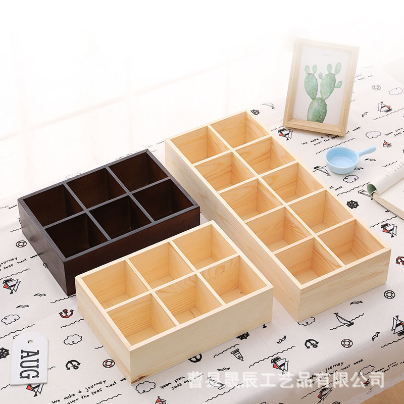 Caja de almacenamiento de madera para dormitorio, compartimentos divididos para organizar calcetines y ropa interior, caja de exhibición de joyas sin tapa de madera maciza, multifuncional