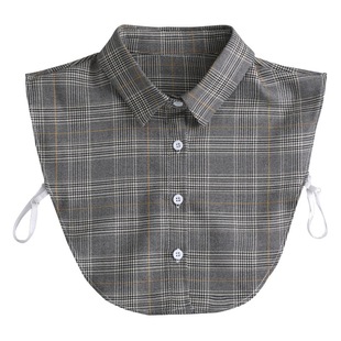 Women's fake collar women's autumn and winter versatile fashion pointed collar houndstooth gray shirt collar women's long shirt collar spring and autumn