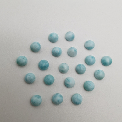 天然多米尼加批发拉利玛圆形戒面原石半成品海纹石圆形平底素面|ru