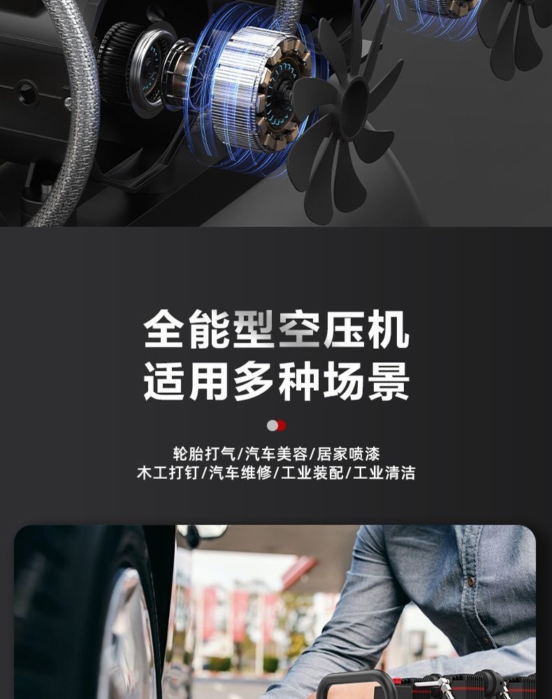New Model Air Pump Air Compressor Oil-Free Silent Inflator High-Pressure Air Pump for Woodworking, Auto Repair, and Painting