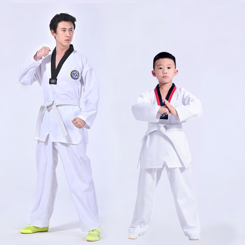 Taekwondo Uniforms Cotton Adult and Children's Taekwondo Training Uniforms Taekwondo Uniforms Printed Embroidery Wholesale Men's and Women's Taekwondo Uniforms