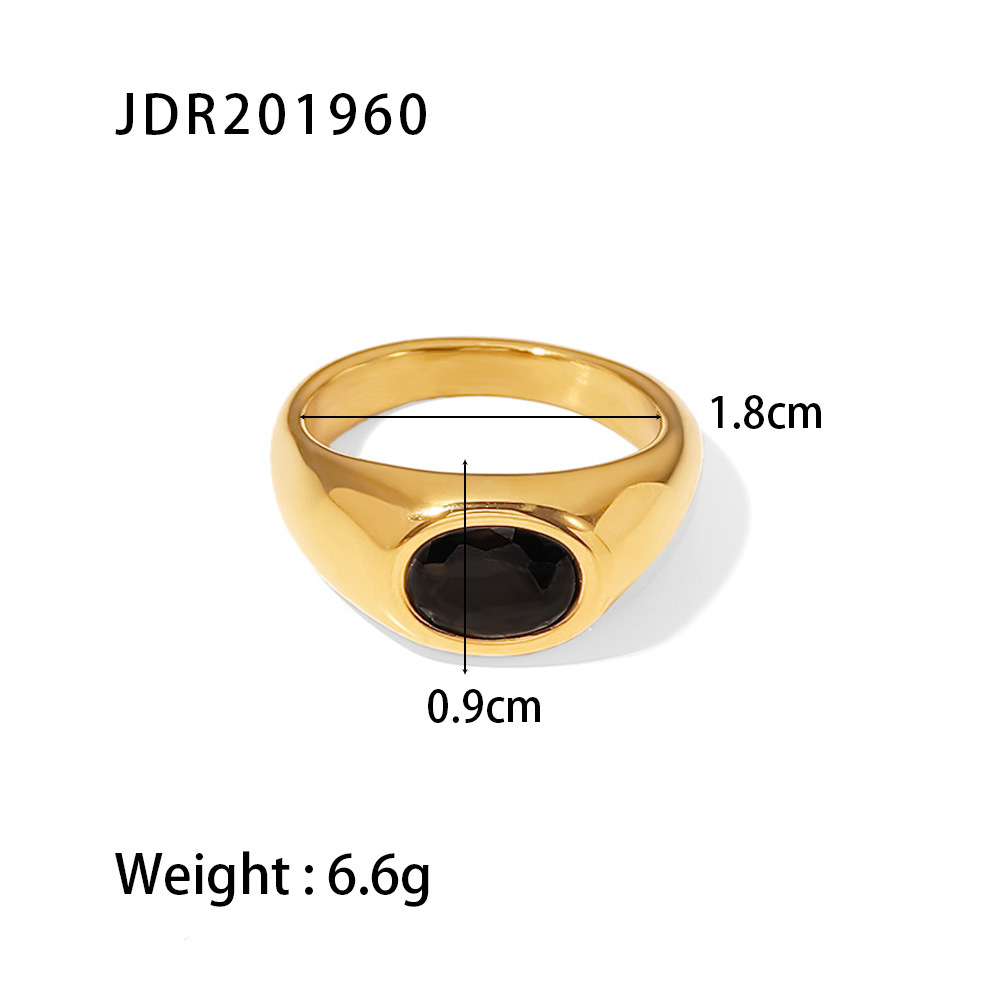 Simple Style Oval Stainless Steel Rings Plating Artificial Diamond Copper Rings display picture 6