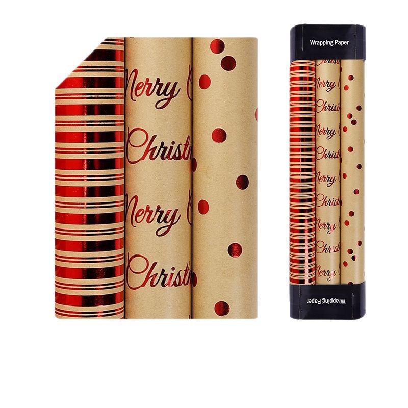 Transfronterizo Amazon kraft papel de embalaje de Navidad estampado punto aleatorio regalo papel de embalaje DIY en stock al por mayor