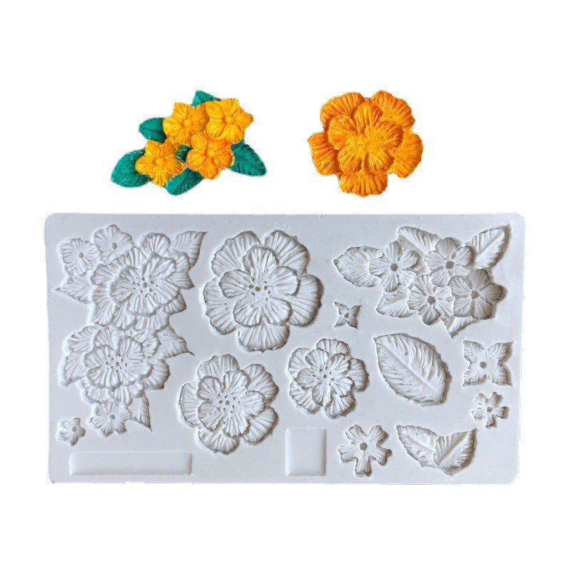 Fondant Hortensia flor de Jazmín molde de silicona alivio pequeña flor hoja planta Mori molde de silicona decorativo en stock