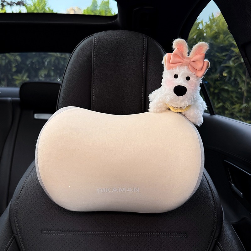 2026 New Model Car Headrest Memory Foam Car Seat Neck Pillow West Highland Plush Toy Car Accessory for Women