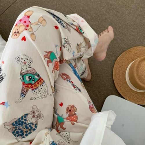 Walking pants! Cartoon dog pajamas for women, can be worn as outer trousers, spring and autumn pajamas, loose home casual pants, trendy