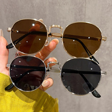 金属椭圆框墨镜女 韩版ins小框高级感街拍眼镜遮阳复古潮流太阳镜