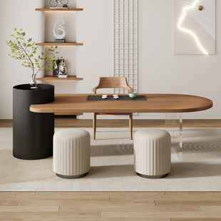 Balcony Tea Table Tea Table and Chair Combination Household Style Solid Wood Small Tea Table and Kettle Integrated Tea Table