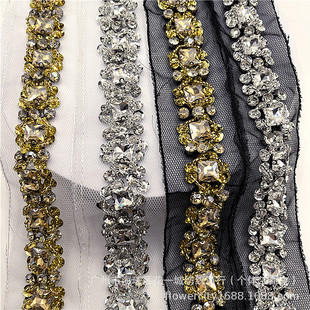 Autumn and Winter New Style Small Fragrance Heavy Handmade Beading Gold and Silver Rhinestone Sequins Clothing Accessories Collar Accessories DIY