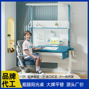 Zhonghu Aitong Study Desk with Integrated Eye-Protection Lamp, Adjustable Desk and Chair, Sunlight Desk for Children's Room, Eye-Protection Study Desk