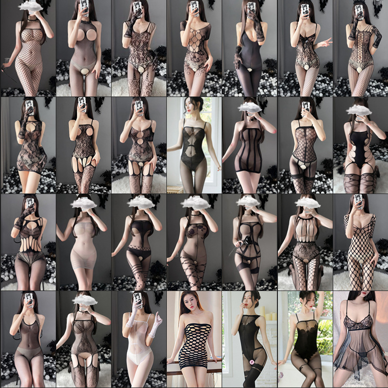 Women's One-Piece Socks, Mesh Clothing, No-Take-Off Suit, Sexy and Tempting Disposable Hand-Tearable Underwear Couple