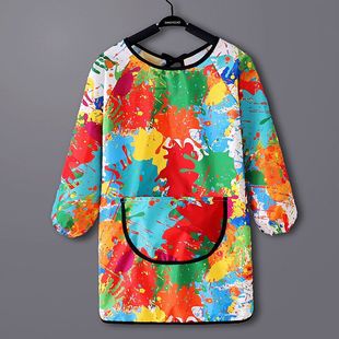 Children's Waterproof Long-Sleeved Painting Smock Kindergarten Art Painting Reverse Dressing Baby Eating Bib Female Baby Apron