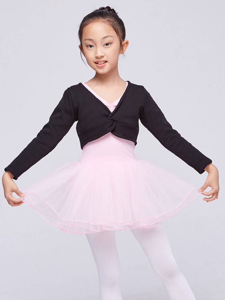 Engrosado forrado de lana ropa de baile para niños ropa de práctica Otoño e Invierno chal chaleco superior manga larga Ballet abrigo pequeño al por mayor
