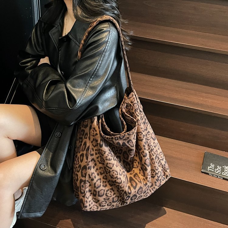 大容量豹纹通勤托特包女2025秋季新款韩版小众洋气简约单肩腋下包|undefined