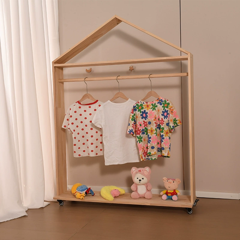 Детская комната, ремонт, стеллаж для хранения игрушек, съемная вешалка для одежды на роликах из цельного дерева, комбинированный многофункциональный детский подвесной шкаф