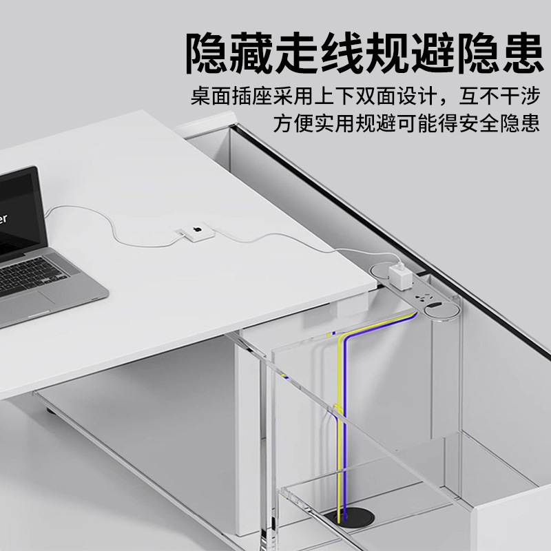 シンプルモダンな社長デスク、社長用オフィスデスク、シングルCEOデスク、大型デスク、白いマネージャー/管理職用デスク|undefined
