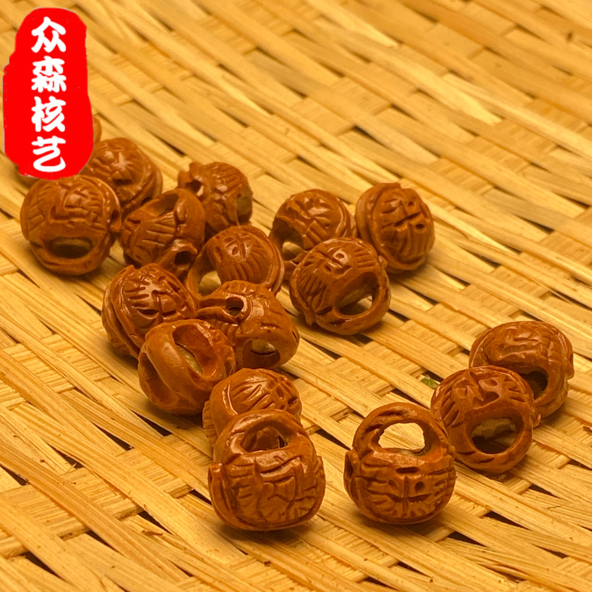 厂家批发桃核雕刻铃铛福锁手工diy饰品配件文玩配饰散珠工艺品
