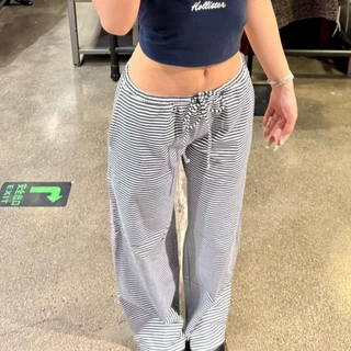 小海鸥25新款美式低腰辣妹条纹休闲裤女宽松显瘦百搭随性垂感长裤