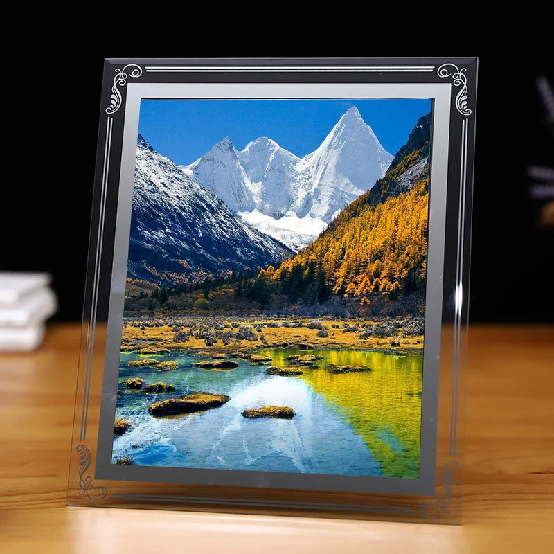 Современная минималистская пейзажная фоторамка Хрустальная стеклянная фоторамка Живописная туристическая сувенирная гостиная украшение