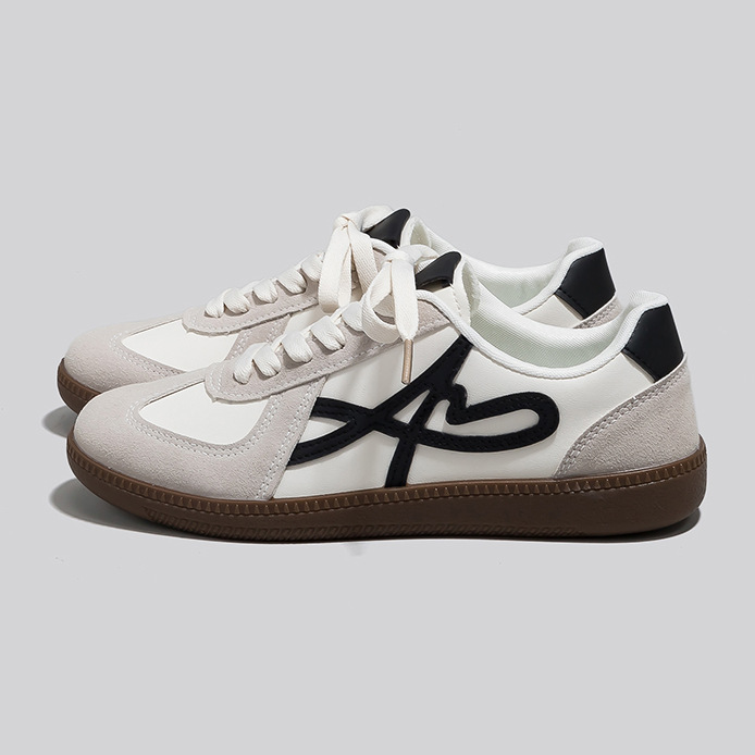 情侣复古德训鞋百搭休闲运动鞋韩系时尚小白鞋轻便舒适女鞋F8863