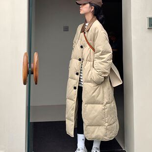 Down Cotton Outwear Women's Winter Mid-Length Korean Style Loose Retro Cotton Outwear Small Fragrant Style Light Cotton Jacket Student Outwear Trendy
