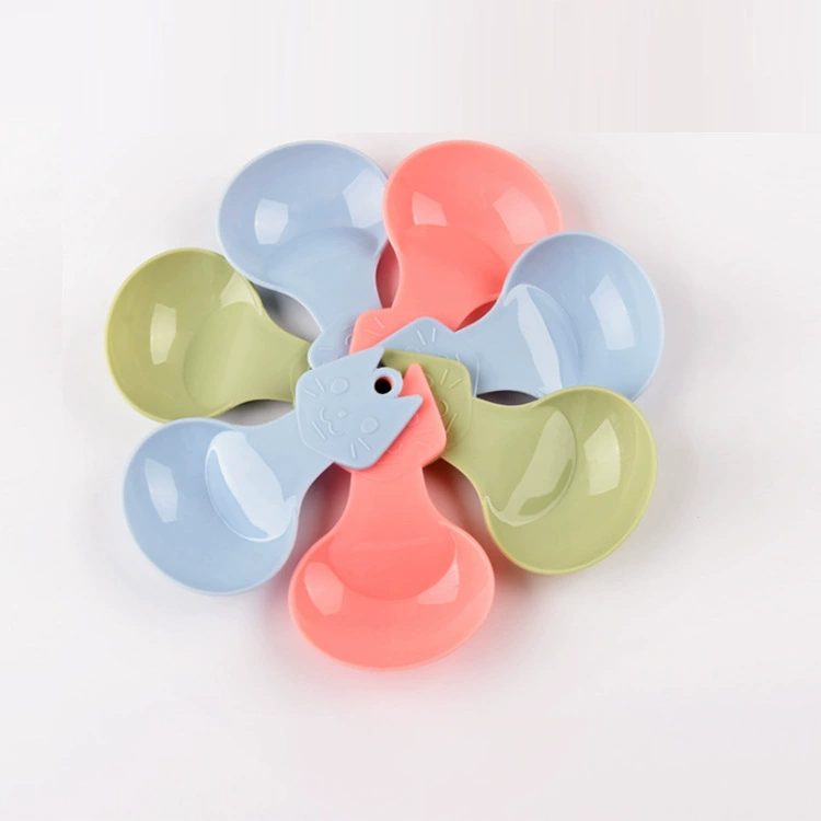 Ложка для корма для домашних животных, мультяшная ложка для корма в форме кошки, маленькая ложка ярких цветов, кофейная ложка, полипропиленовая пластиковая ложка для измерения еды