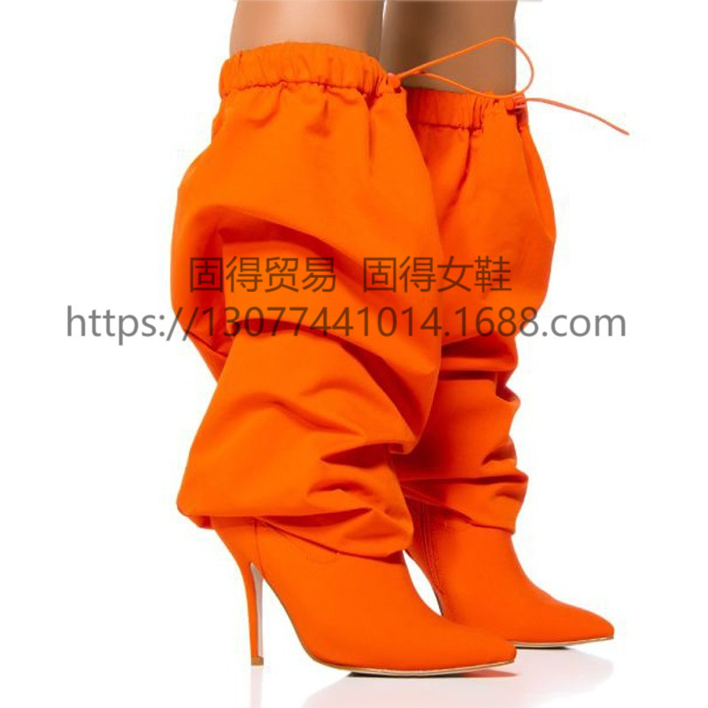 Cross-border independent station ins fashion catwalk stiletto heel loose over-the-knee Boots women's shoes Long Boots AliExpress