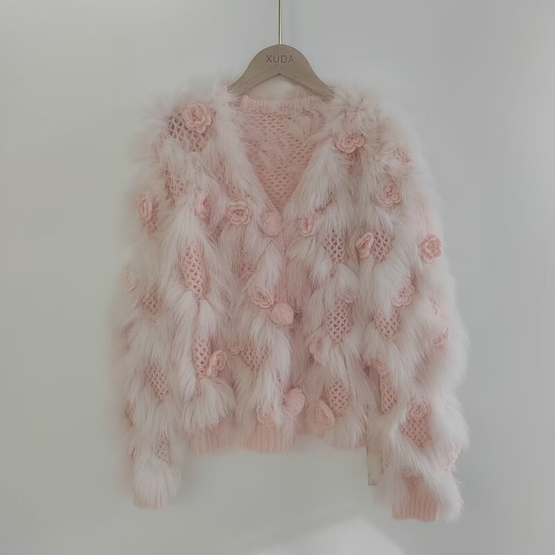 New Wool Outwear Stereo Hand Hook Decoration Sweater Handmade Sweater Cardigan Counter with Wool Cardigan