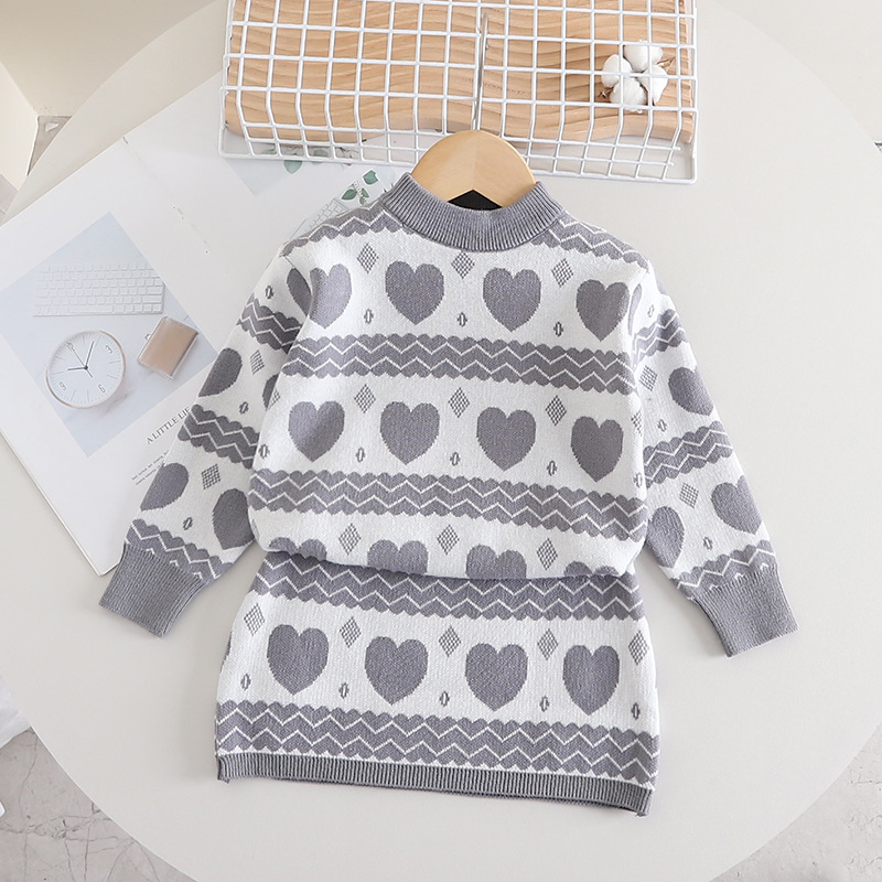 Pullover New Love Niedlich gestrickter zweiteiliger Rock Mädchen Baby Wollkleid Modisch_voghion.com