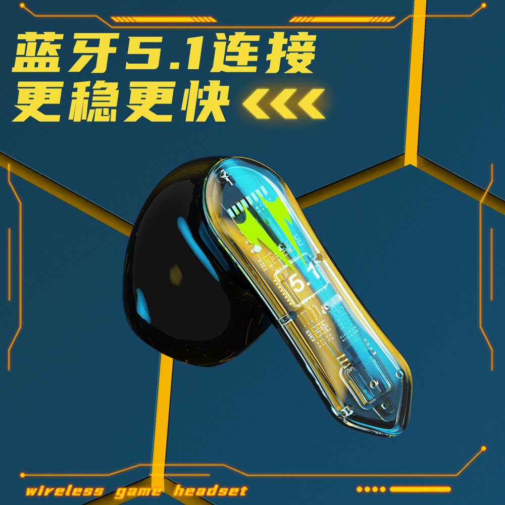 Transfronterizo caliente auricular Bluetooth x16 baja latencia dual-modo de juego de auriculares TWS fresco e-sports tijera puerta r06