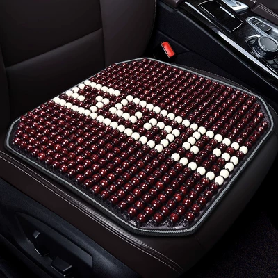 car cushion — Seat cushion, seat cover - upgraded-wine-red-bodhi-wood-beads-square-pad-single-seat