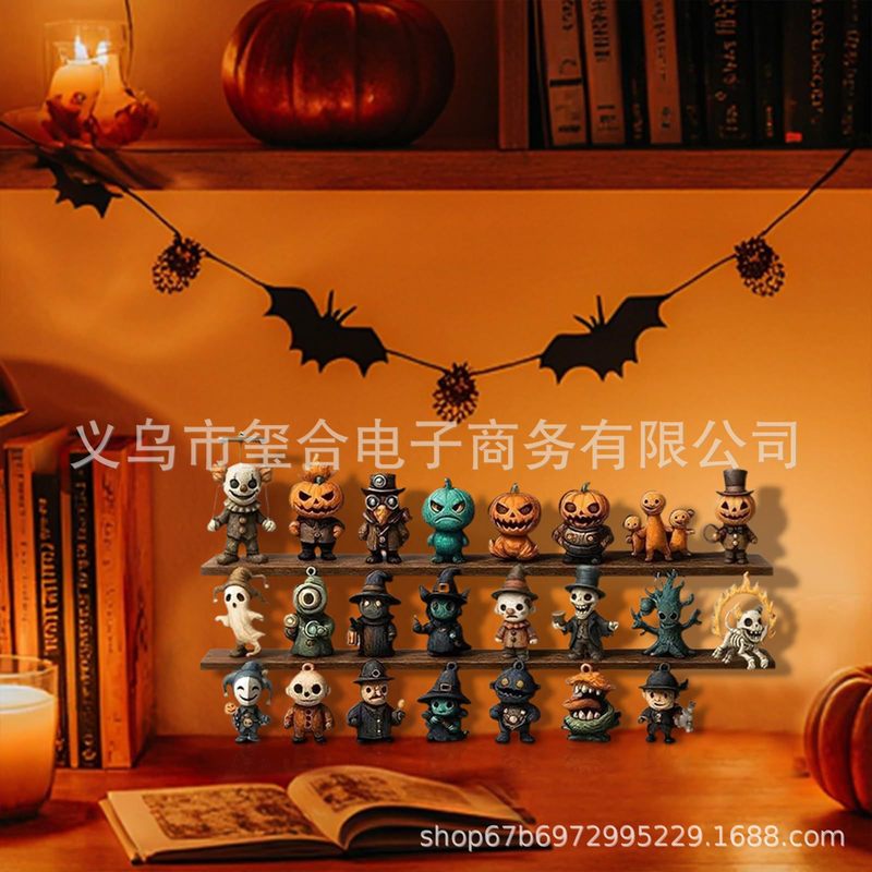 跨境新款31Nights of Fright夜的恐惧万圣节倒计时盒子与小雕像|undefined