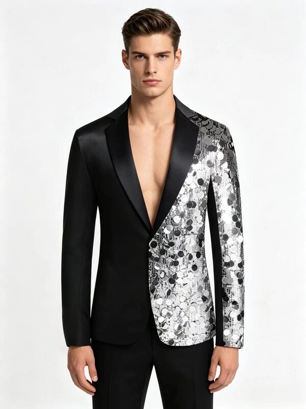 2026 Cross-Border Foreign Trade Men's Sequin Suit Jacket Men's Fashion Performance Party Host Formal Suit 2026 Cross-Border Foreign Trade Men's Sequin Suit Jacket Men's Fashion Performance Party Host Formal Suit