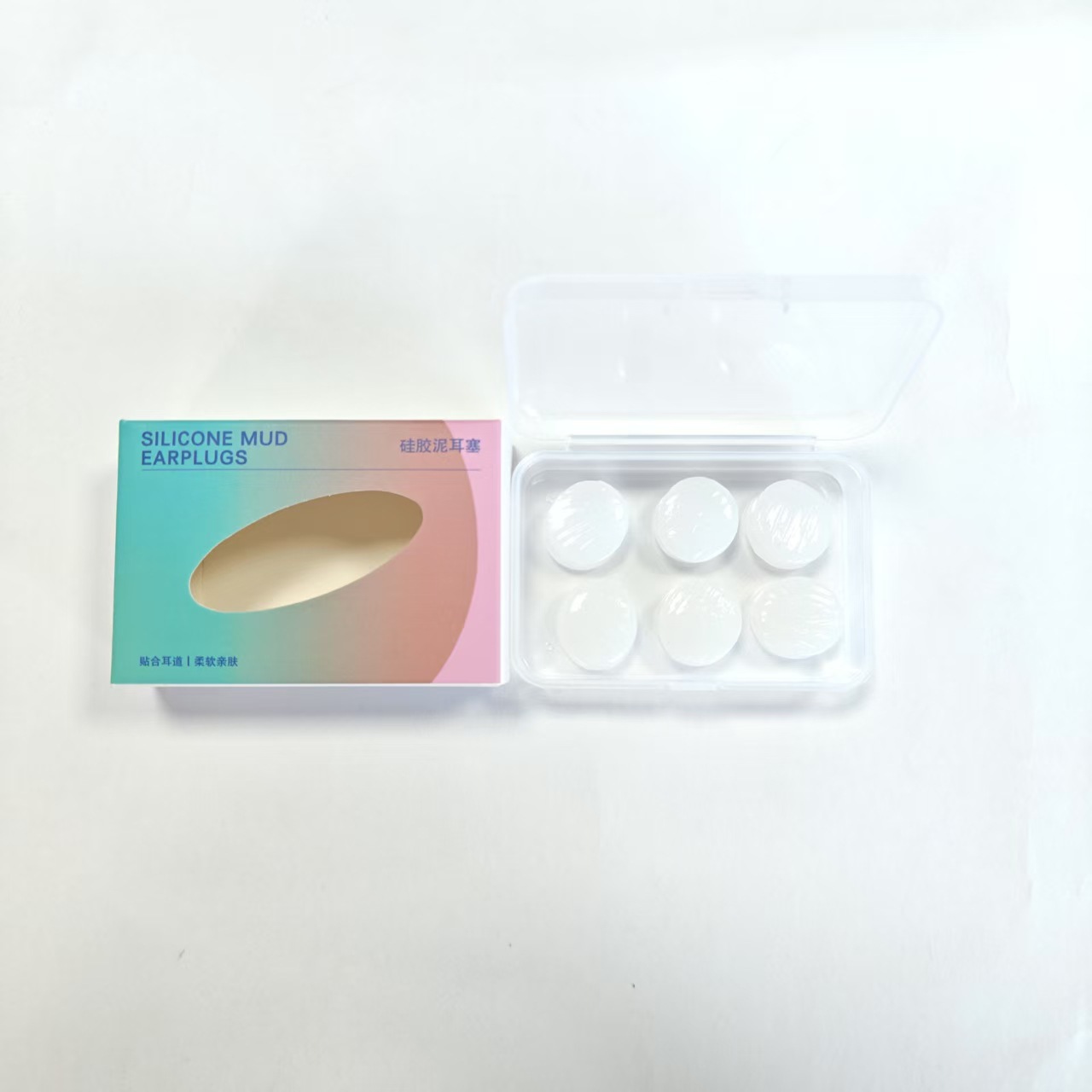 Silicone white earplugs, 6 pieces