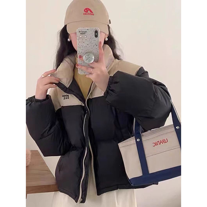 冬季新款棉服女短款2025新款小个子棉衣面包服宽松拼色棉袄女外套|undefined