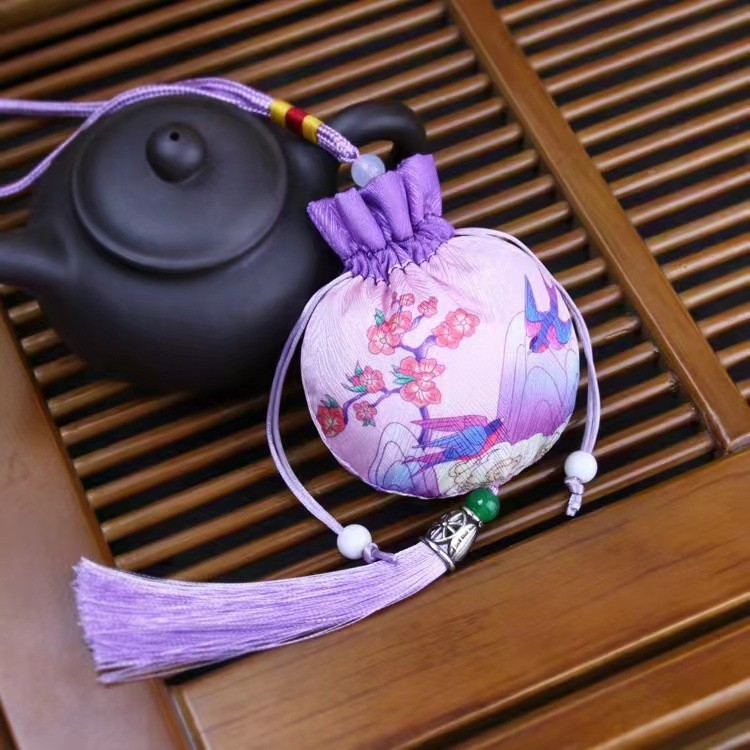 Mugwort Sachet Ai Cao 艾草 Embroidered Herbal Pouch for Car Hanging and Dragon Boat Festival Gift preparation