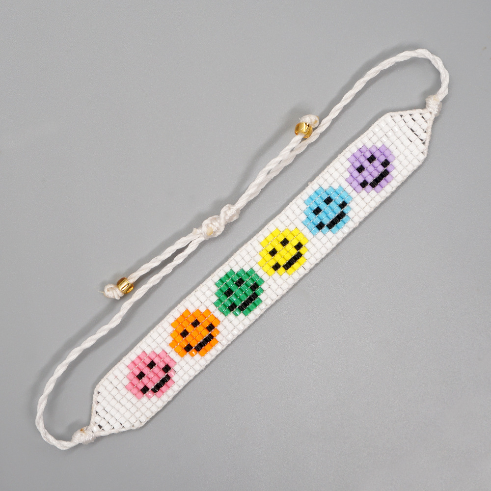 Niche bohemian spring and summer new colorful smiley face beads woven braceletpicture1