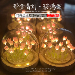 メーカーの丸い球形のチューリップの小夜灯の永遠の命の乾いた花のガラスのカバーのUSBの台は明かりの透明な置物をつないでいます。