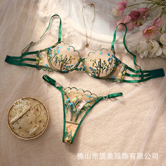 Y跨境专供Embroidered Mesh Sexy Underwear刺绣甜美风内衣25212