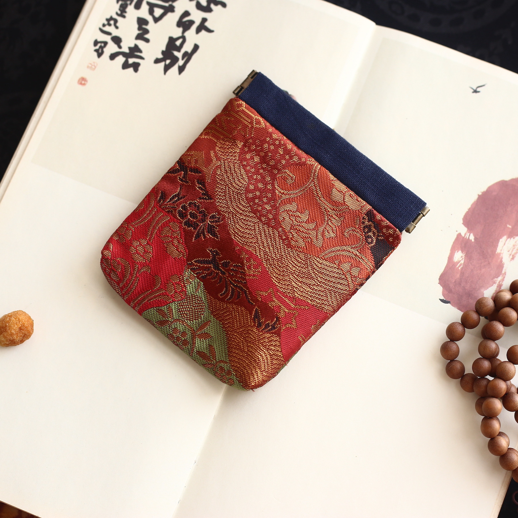 弾片口金小銭入れ錦織和風文游袋アクセサリー収納ギフトバッグレトロ布芸刺繍財布
