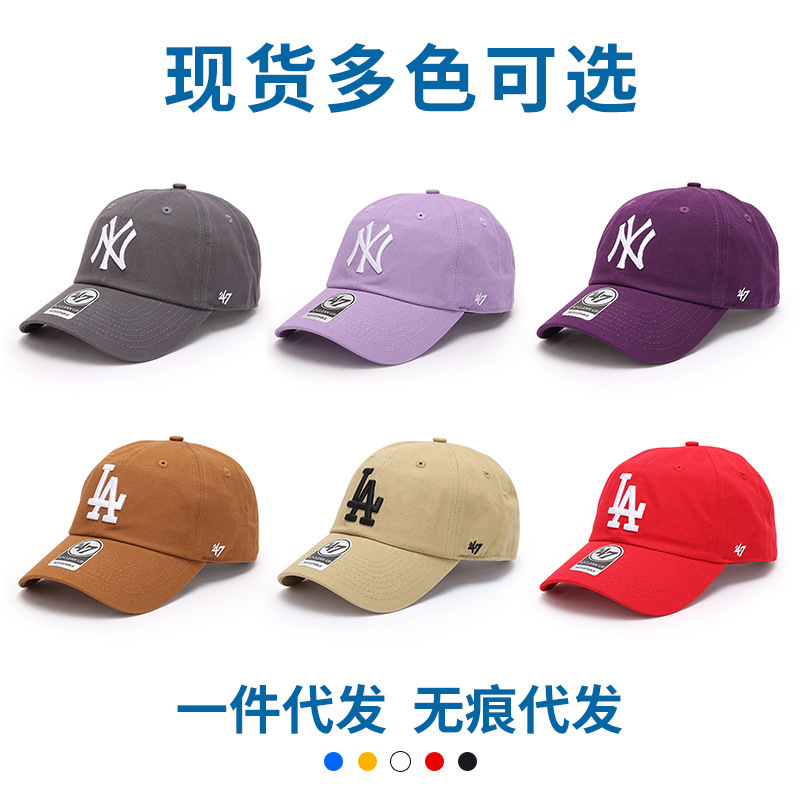 47Brand Korean New Baseball Cap Soft Top Big Label Ny Yankees Duck Cap La Dodgers Sun Hat